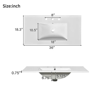 36" Bathroom Vanity with Ceramic Sink