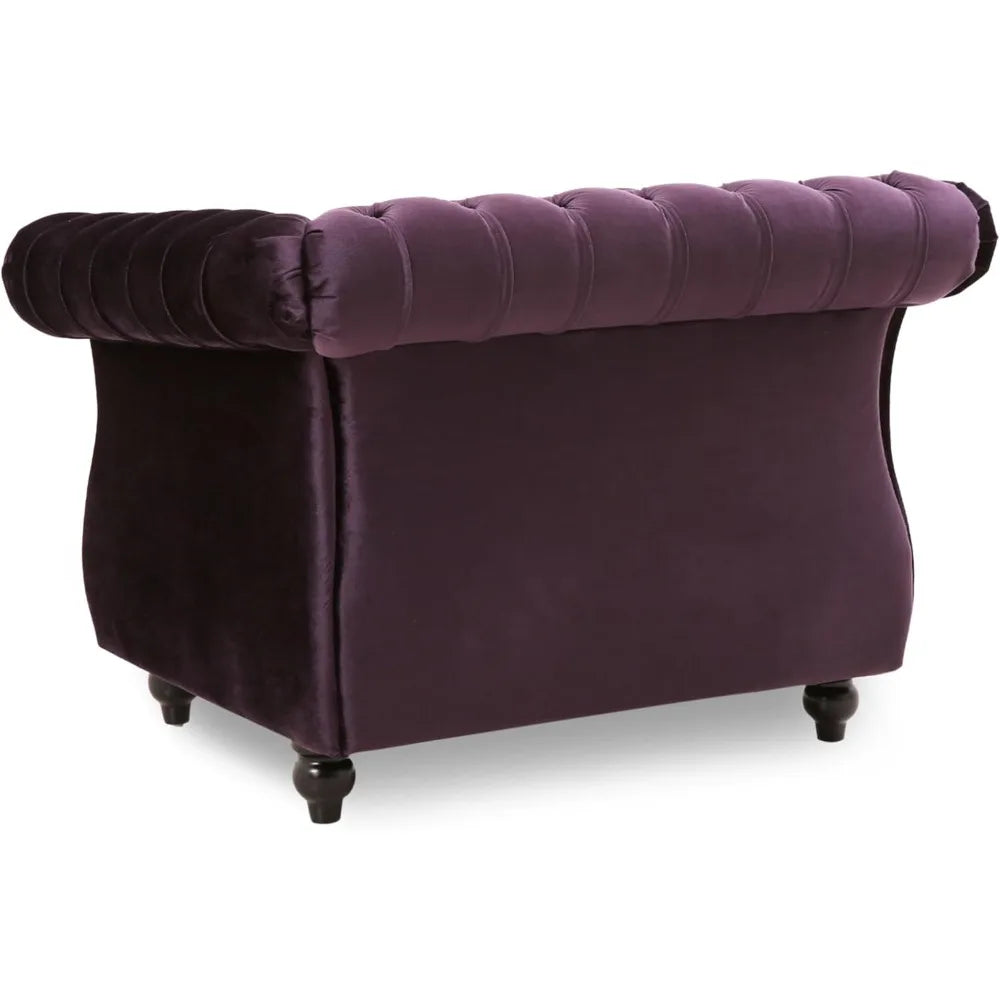 Luxurious Blackberry Velvet Chesterfield Chair