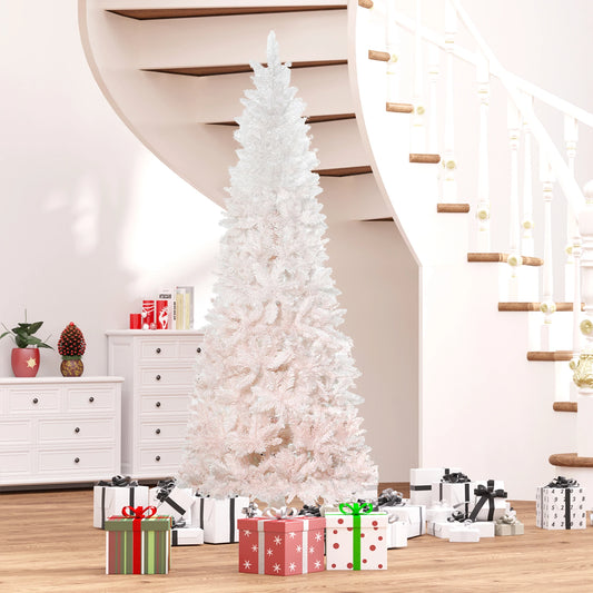 Artificial 7FT White/Pink Realistic Slim Holiday Tree