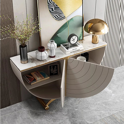 Modern, Luxurious & Stylish Semi-Circular Entrance Table w/Faux Marble Top