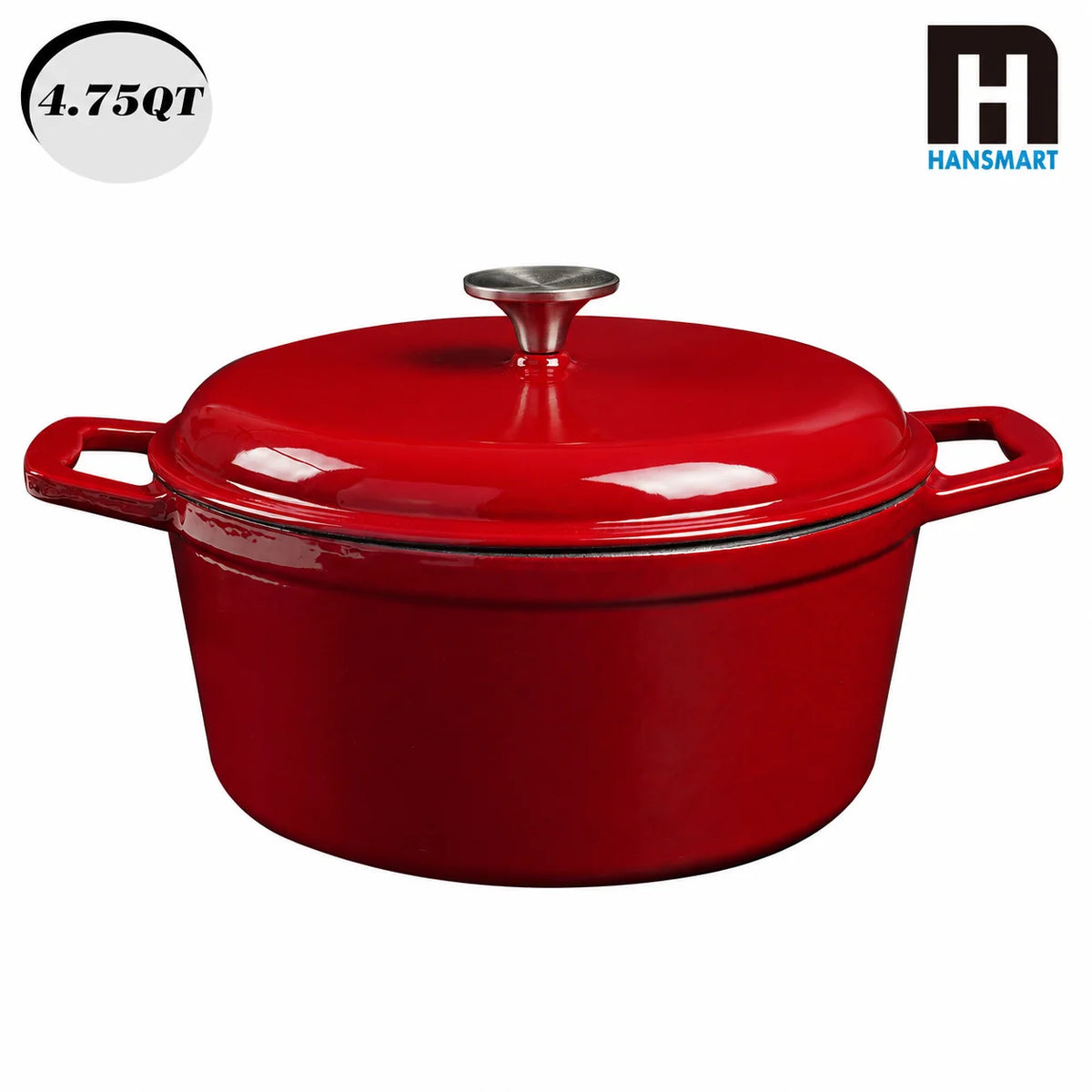 4.75-Quart Enameled Cast Iron Dutch Oven with Lid, Induction & Oven Safe — round enameled cast iron dutch oven for family meals