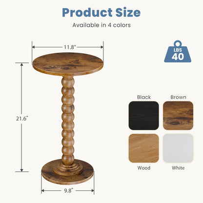 SIMENMAX Round Side Table - Bobbin-Style Spindle Leg Accent Table for Small Spaces, round side table with bobbin-style wooden leg