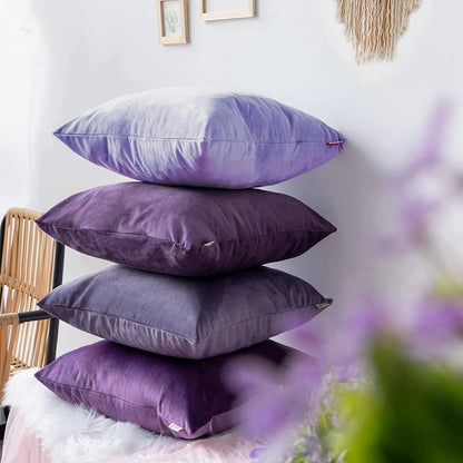 2-Piece Decorative Solid Soft Velvet Throw Pillow Covers(no insert)
