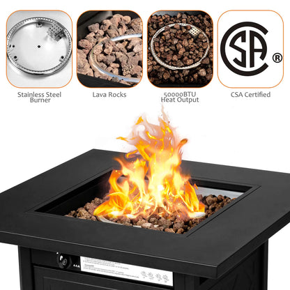 7-pc Patio Set-Gas Fire Pit Table