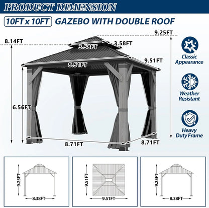 10 x 10 Gray Outdoor Wood Post Gazebo