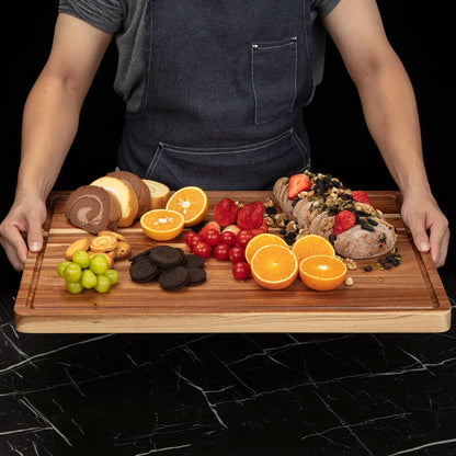 20x15/24x18 Acacia Wood Cutting Board with Deep Juice Groove, thick acacia wood cutting board with deep juice channel