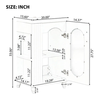Modern 20" Freestanding Bathroom Vanity w/Drop-in Sink