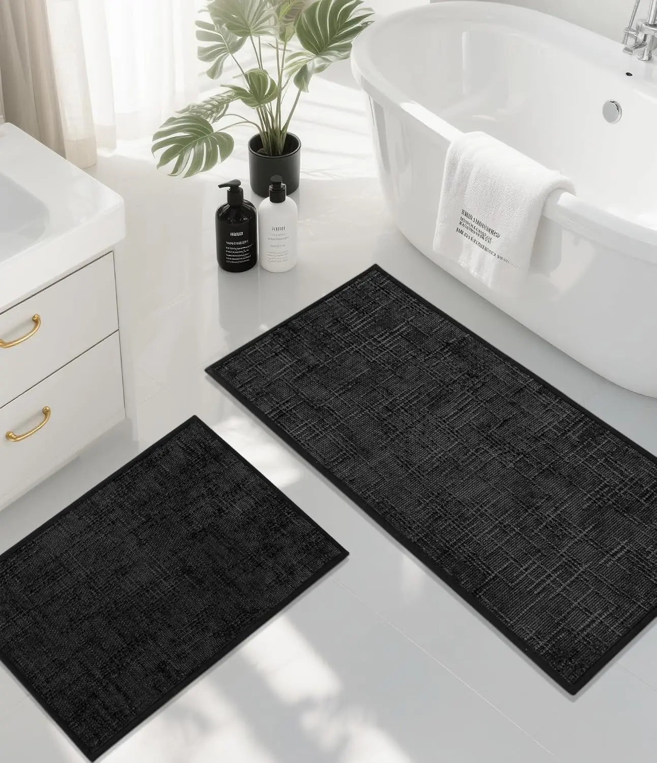 Lightweight & Ultra Thin Absorbent Bathroom Mats~5 Piece Set