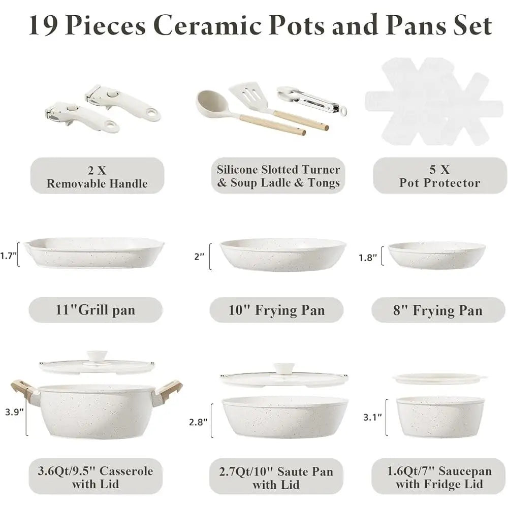 19-Piece Non-Stick Ceramic Cookware Set