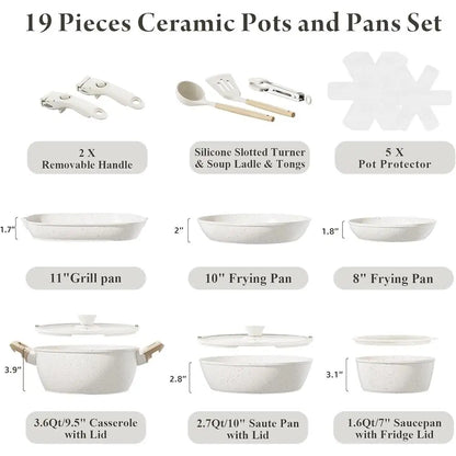 19-Piece Non-Stick Ceramic Cookware Set