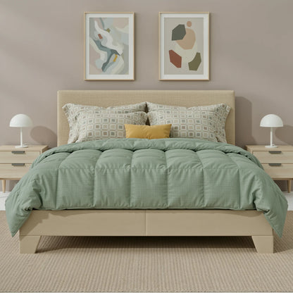 Modern faux leather upholstered platform bed in black, adding sophistication to any room.