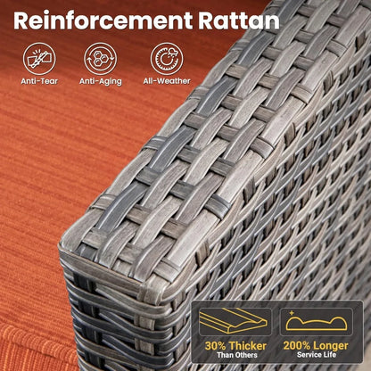 Modern 6-piece Rattan Wicker Patio Furniture Set w/a Gas Propane Fire Pit Table 