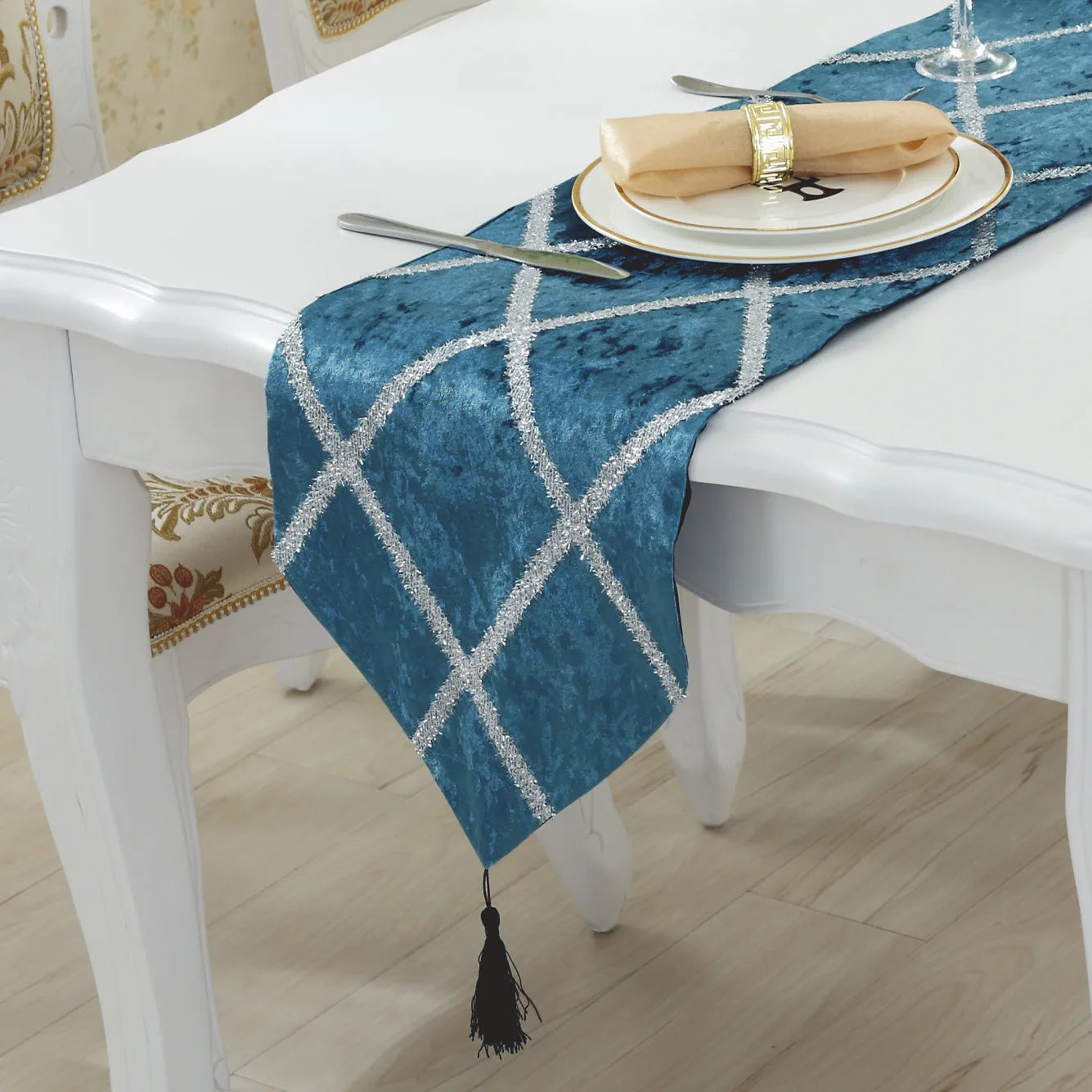 Long Strip Table Runner in Light Coffee - Stylish long table runner perfect for enhancing dining aesthetics.