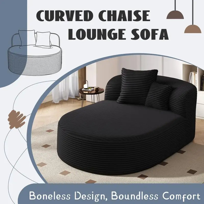 Oversized & Versatile Curved Chaise Lounge Sofa