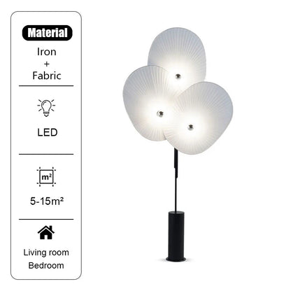 Elegant Modern Triple Floral Floor Lamp enhancing a tranquil meditation room.
