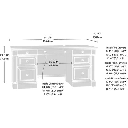Executive Office Desk with Drawers, File Cabinet Storage & Keyboard Tray