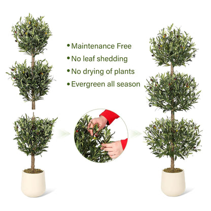 5' Tall Indoor/Outdoor Faux Olive Tree w/A Non-decorative Planter