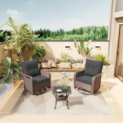3-Piece Aluminum Outdoor Swivel Rocking Chair Set