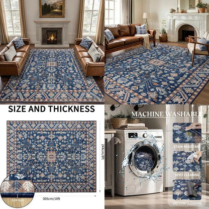 Modern & Soft  8' x 10' Low Pile Navy Blue Area Rug