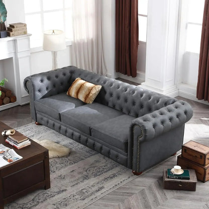Classic & Luxurious 3-Seater Chesterfield Sofa w/Nailhead Trim