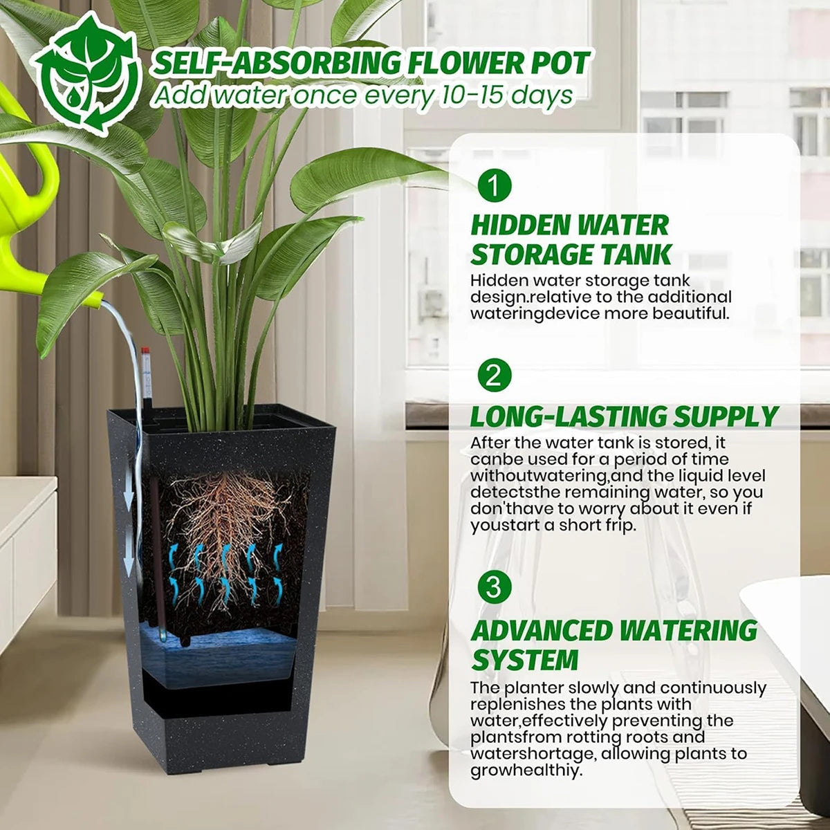 Stylish Tall Indoor/Outdoor Rectangular Planters(Set of 2)