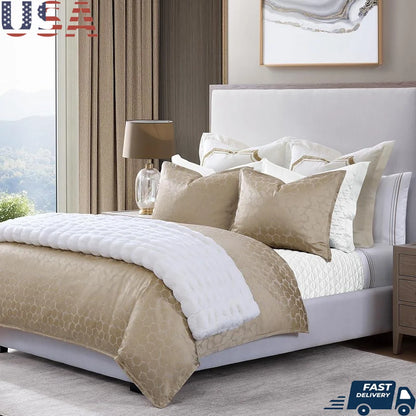 Modern Super Queen 3-Piece Metallic Jacquard Comforter Bedding Set