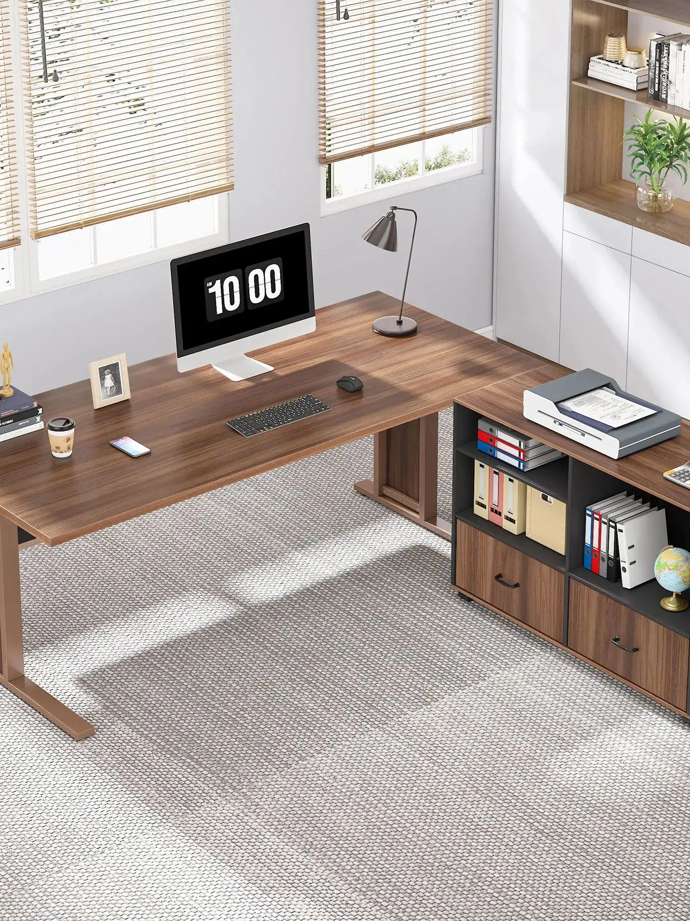 63" Large L-Shaped Executive Office/Computer Desk