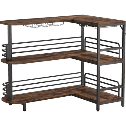 Industrial Liquor Bar Table for Home Pub/ L -Shaped Home Bar Unit