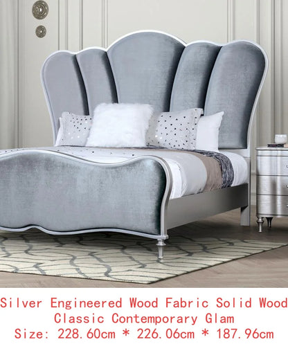 Lovely 3-Piece Queen Size Light Grey Bedroom Set w/2 Nightstands