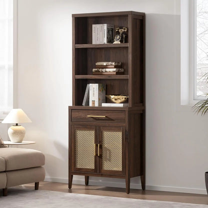 70" Tall 5-Tier Bookshelf w/Storage Cabinets & Drawers