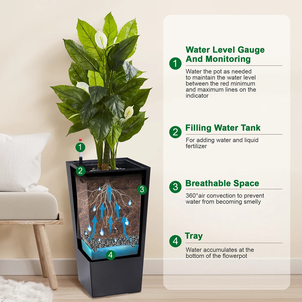 Stylish Tall Indoor/Outdoor Rectangular Planters(Set of 2)