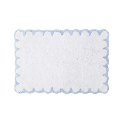Sage-colored scalloped edge on the 20 x 30 Cotton Bath Rug, perfect for coastal and farmhouse style bathrooms