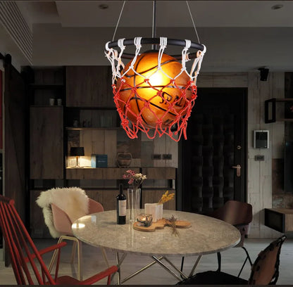 Image of the Retro basketball light fixture adding vibrant sports flair to a children’s bedroom or playroom.