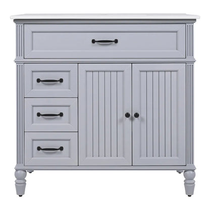 Freestanding 36" White Bathroom Vanity w/Ceramic Sink