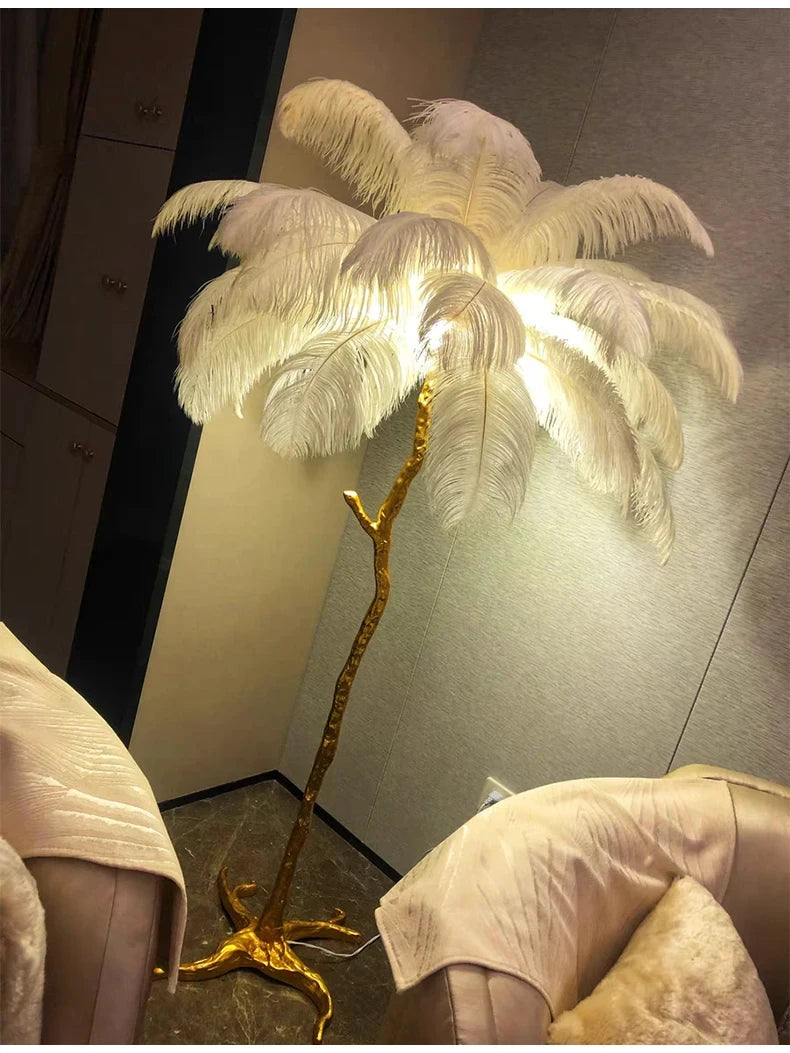 Modern Nordic Ostrich Feather Luxury Floor/Table LED Lamp 