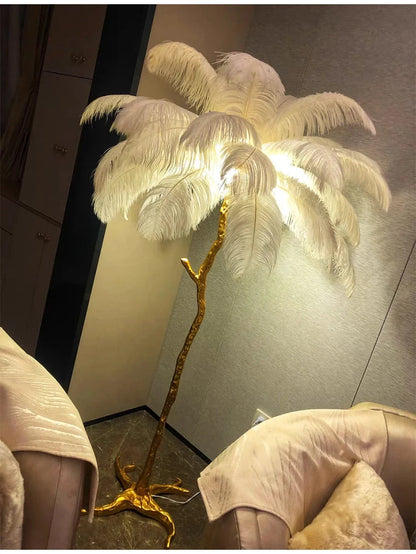 Modern Nordic Ostrich Feather Luxury Floor/Table LED Lamp 