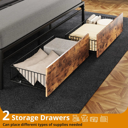 California King Size Platform Bed Frame w/2 Storage Drawers