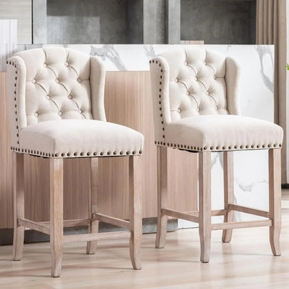 26" Tufted Upholstered Counter Height Bar Stool
