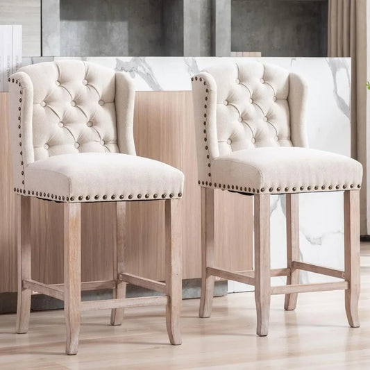 26" Tufted Upholstered Counter Height Bar Stool