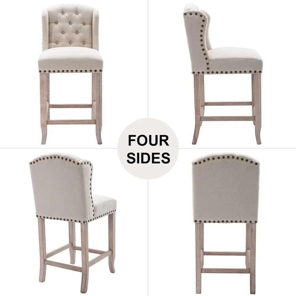 26" Tufted Upholstered Counter Height Bar Stool