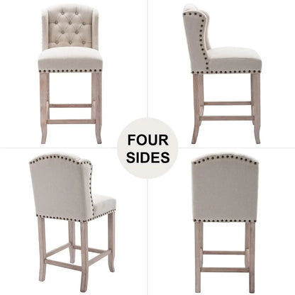 26" Tufted Upholstered Counter Height Bar Stool