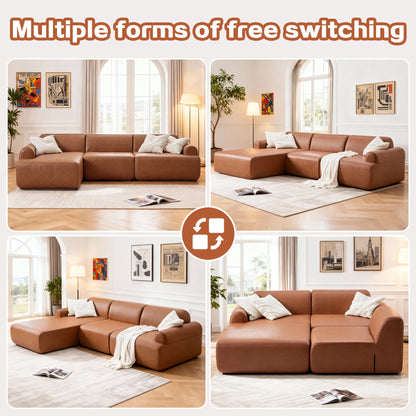 L-Shaped Modular Sofa in grey corduroy fabric, showing off its sophisticated look and high-quality materials for durability.