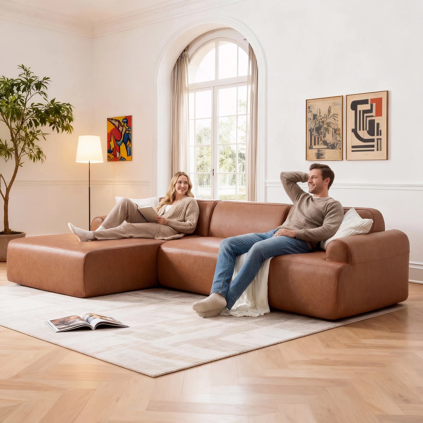 L-Shaped Modular Sofa in black fabric, illustrating its chic design and versatility for various interior styles.