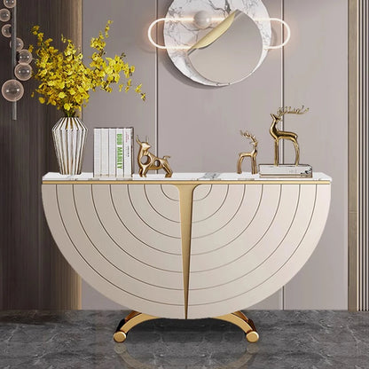 Modern, Luxurious & Stylish Semi-Circular Entrance Table w/Faux Marble Top