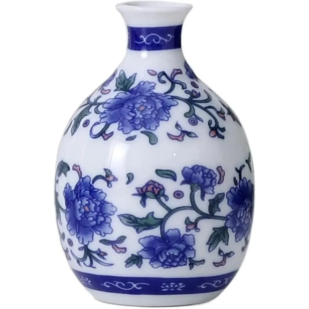 Traditional Asian Blue & White Mini Decorative Porcelain Jar