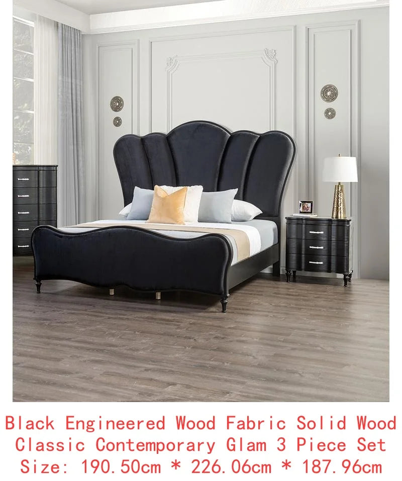 Lovely 3-Piece Queen Size Light Grey Bedroom Set w/2 Nightstands