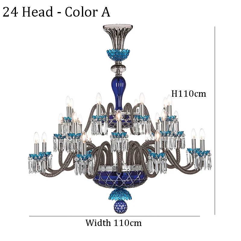 Classy & Elegant 24-Light Colored Crystal Candelier