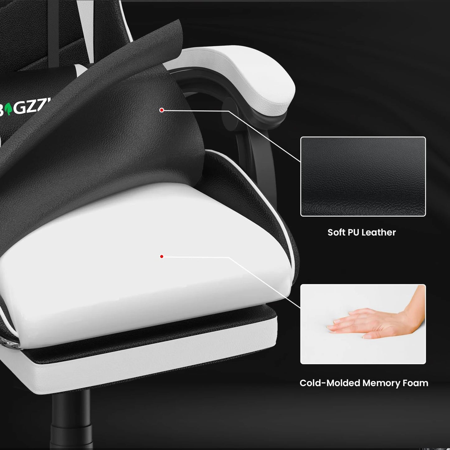 Ergonomic Design Tall Gaming Chair w/Footrest