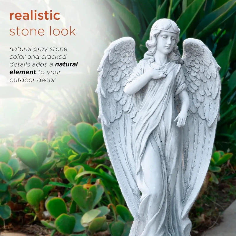 Modern 31" Tall Calming Guardian Angel Garden Statue   