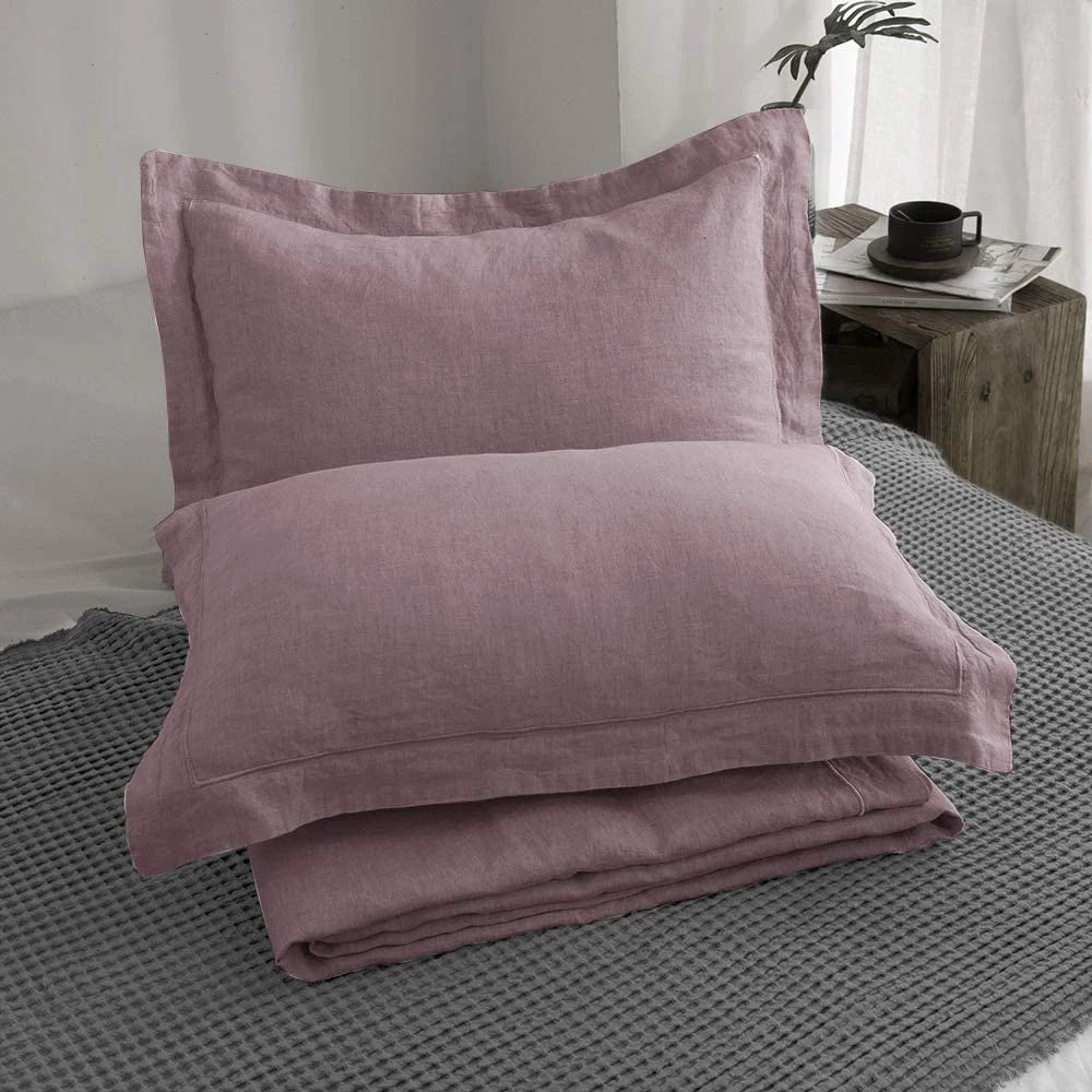 King & Queen Size 100% Linen Duvet Cover Bedding Set w/2 Pillow Shams